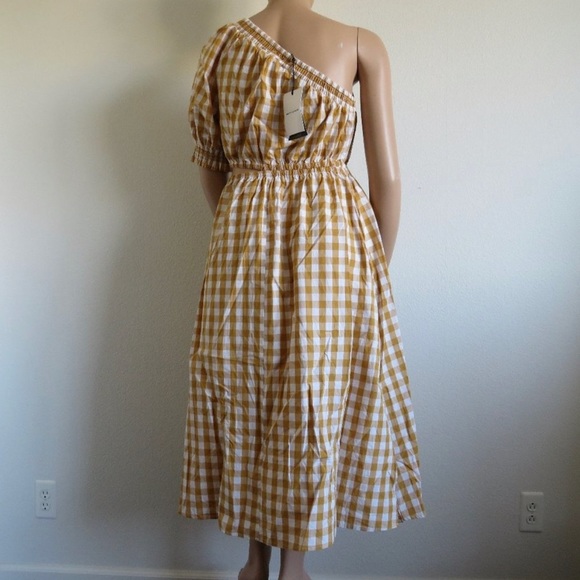 Who What Wear Women's Summer Gingham Checked Dress Honey Mustard Size Large NWT - Picture 5 of 7